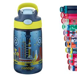 Contigo Bottiglia Acqua per Bambini Gizmo Flip Autospout, 420ml, Tazza con Cannuccia, Borraccia Bambini priva di BPA, Bicchiere a tenuta stagna, per Scuola e Sport, Nautical Blue With Space, 420 ml