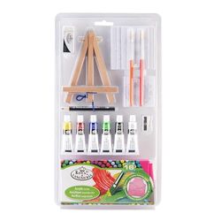 16 mini kunst set met voorgedrukt canvas