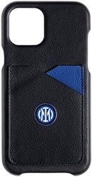 Inter Hi Tech Artisans Cover iPhone 11 Ufficiale FC, Custodia Cellulare con Tasche, Cover in Vera Pelle Nera e Blu, Custodia iPhone Fatta a Mano in Italia, Logo Nuovo, Resistente agli Urti