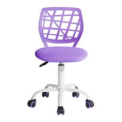 FurnitureR Colourful, Modern Adjustable Design Computer Seat, Swivel Armless Desk, Kids Study Room Home Office Task Chair, Viola, Metallo, 38.5CM x40CM x75-87CM