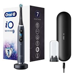 Oral-B iO 9 - Oplaadbare Elektrische Tandenborstel Powered By Braun, 1 Zwart Hoogwaardig Handvat Met Revolutionaire Magnetische Technologie, Kleurendisplay, 1 Opzetborstel, 1 Oplaadreisetui