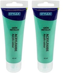 Stylex 28769 - Colore acrilico verde metallizzato, tubetto da 83 ml, colore opaco a base d'acqua per dipingere e fai da te, adatto per molte superfici, altamente pigmentato e impermeabile