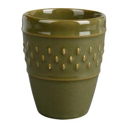GENEVIEVE LETHU Vaso de loza de 9 cl, grano de arroz, diámetro 5,5 cm, altura 7 cm, color caqui