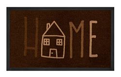 HANSE Home Printy Doormat for Indoor and Outdoor Use 45 x 75 cm - Dirt Trapper Mat Door Mat Easy Home with Lettering Washable & Weatherproof, Non-Slip for Entrance & Outdoor Use - Brown