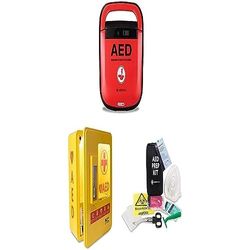 RELIANCE Medical Mediana A15 AED Defibrillator + Defibrillator Prep Kit in Black Bag + AED Storage Heated Cabinet Lockable