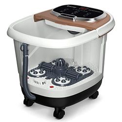 FANTASK Massaggiatore per piedi per vasca da bagno, pediluvio spa massaggiatore su ruote, max. 48°C, vasca da bagno elettrica con riscaldamento
