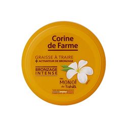 Corine de Farme – Grasa para ordeñar, aceite bronceador + activador de bronceado – Tinte ondulado sin autobronceador – Monoï de Tahití, Perfume de las Islas – Bote de 150 ml