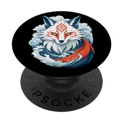 Diseño vintage con diseño de zorro japonés PopSockets PopGrip Intercambiable