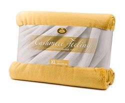 Gözze - Morbida Coperta Premium, Sensazione Cashmere, Microfibra, 180 x 220 cm - Senape