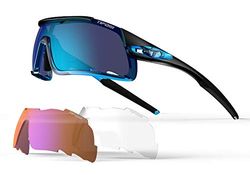 Tifosi Davos Óculos de sol unissexo para adultos, lentes intercambiáveis Clarion Blue, cor azul cristal, tamanho único