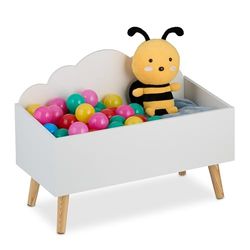 Relaxdays Coffre à Jouets en Forme de Nuage, HxLxP : 45 x 60 x 30 cm, MDF, pour Livres et Jouets, sans Couvercle, Blanc