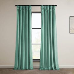 HPD Half Price Drapes Heritage Rideaux occultants en Velours Pelucheux pour Chambre à Coucher et Salon - 1 Panneau - 127 x 213 cm - Vert Sarcelle Clair