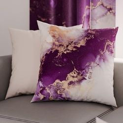 PETTI Artigiani Italiani - Par de Fundas de Almohada de Microfibra de 80 x 80 cm, para decoración de Dormitorio, sofá, salón, Juego de 2 Fundas de cojín, de mármol Morado, 100% Fabricado en Italia