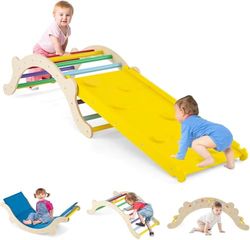 FANTASK Arco de Escalada Infantil 3 en 1, Multicolor, soporta hasta 60 kg, rampa Triangular Reversible con Acolchado, versátil Escalera Interior para niños para Escalar y deslizarse