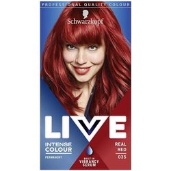 Schwarzkopf LIVE Intense Hair Colour, Permanent Red Hair Dye, Built-In Vibrancy Serum, Real Red 035