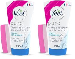 Veet In Shower Hair Removal Cream Legs Body Sensitive 150ml (Pack of 2)