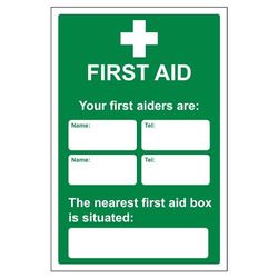 V Safety First Aid General - First Aid/First Aiders/Location - 200 X 300mm