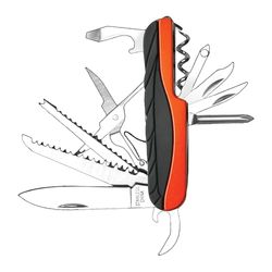 Cuchillo multifunción 15 en 1. Naranja