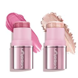 Misslyn Set 2 Multi Stick Contouring Viso per Labbra, Occhi e Guance, Fard in Crema Illuminante e Idratante