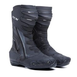 TCX TR1 Bottes de Moto pour Hommes, Certifiées et Sportives, Tige en Microfibre, Glissière Elastique sur Le Côté et Fermeture Velcro, Noir, 41 EU