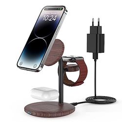 Estación de Carga inalámbrica 3 en 1, Estación de Carga Magsafe, Estación de Carga inalámbrica, Estación de Carga inalámbrica para mag Safe, Compatible con iPhone 15 14, iWatch Ultra 2/1, AirPods