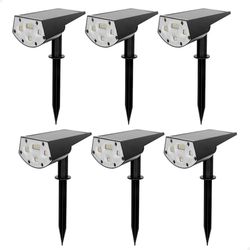 AKTIVE 85496 6 led-zonnelampen 2-in-1, warm licht, 5-10 lumen, met grondpen of wandmontage, zonder kabel, waterdicht, bereik 1-2 m, autonomie tot 8 uur, verlichting voor tuin en terras