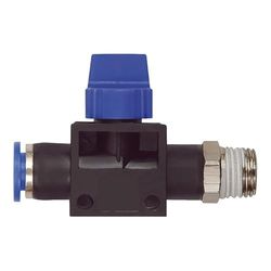 Valve à 3 voies « Série bleue » - Raccord de raccordement R 1/2 A - Diamètre du tuyau de 12 mm - Distance de travail max. 15 bar - KS/MS vern., débit S-G