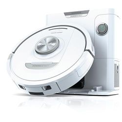 Shark PowerDetect Aspirateur Robot avec base autovideuse de 60 jours – Moquettes, sols durs et poils d’animaux – Navigation 3D LiDAR - Wi-Fi/App – Cartouche anti-odeurs, 2 brosses incluses – Blanc