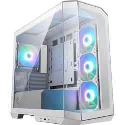 MSI MAG PANO M100R PZ WHITE Micro-ATX PC Case-Micro-ATX Capacity,3x120mm Reverse-blade ARGB Fans and 120 mm ARGB Fan with Hub Controller,GPU Support Stand, Level Indicator,Dust Filters, Routing Space