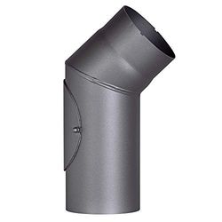 Arco de tubo de estufa de acero de 2 mm de grosor (tubo de humo) de 130 mm de diámetro, para estufas y fogones, Senotherm, gris oscuro, 45 grados, con puerta de limpieza