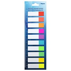 WAYTEX 200 zelfklevende bladwijzers van papier, 10 neonkleuren, 10 miniblokken met elk 20 tweekleurige vellen, 45 x 12 mm, zelfklevend, herpositioneerbaar