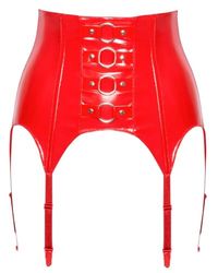 Black Level Women's Vinyl Suspender Straps Red S