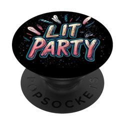 Divertido disfraz gráfico de fiesta iluminado para los amantes del emblema del discurso PopSockets PopGrip Adhesivo