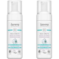 lavera basis sensitiv Mousse nettoyante - Aloe vera bio & Huile d'amande bio - Nettoyage du visage - formule de nettoyage naturelle -cosmétiques naturels - végan - bio (1 x 150 ml) (Lot de 2)