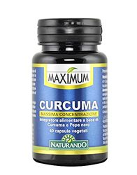 Naturando Maximum Cúrcuma Complemento Alimenticio con Cúrcuma, Pimienta negra Que Favorece La Función Digestiva - 40 cápsulas vegetales