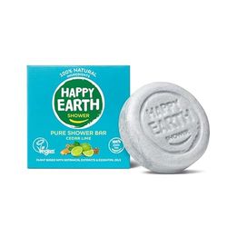 Happy Earth Barretta Doccia - Per Uomini e Donne - Sapone Doccia Solido - 100% Ingredienti Naturali & Vegani - Cedro Lime - 90 gr