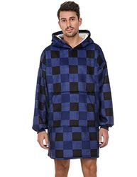 Sykooria Felpe con Cappuccio Donna Oversize Invernale Pullover Blanket Hoodie con Tasca Coperta con Maniche Peluche Felpa Gigante Coperta per Uomo, Donne, Ragazze, Ragazzi - Plaid M