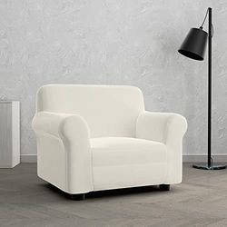 Italian Bed Linen Copripoltrona 1 Posto con Braccioli Dahlia - Copri Poltrona Elasticizzato, Aderenza Perfetta da 80 a 100 cm - Telo Poltroncina, Tessuto elastico in molti Colori (1 Posto, Panna)