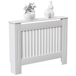 Vida Designs Chelsea radiatorafdekking, modern lamellendesign, wit gelakte kast van middeldichte vezelplaat, MediumMedium