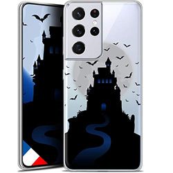 Caseink Cover per Samsung Galaxy S21 Ultra (6.8) [Gel HD stampato in Francia Collection Halloween Design Castle Nightmare - Morbida - Ultra Sottile ]