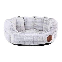 Petface - Lettino ovale in peluche, misura piccola, colore: Bianco