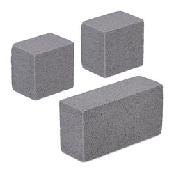 Relaxdays Lot de 3 Pierres ponces, Accessoires pour Barbecue, Four, 2 Tailles, réutilisables, efficaces, Briques, Gris
