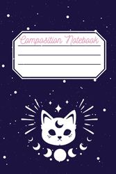 Composition Notebook: Astronomy and Celestial Cat Cover: Aesthetic Journal for School, Wide lined, for Teens, Students, Kids (120 pages)