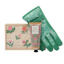William Morris At Home Hand Recovery Cream 100ml and Gardening Gloves in a Wooden Box, Shea Butter, Fragranced Hand Care Moisturiser, Gift For Keen Gardener, Cruelty and Vegan Friendly