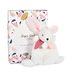 DOUDOU ET COMPAGNIE - Petit Doudou Lapin Happy Boho -Terracotta - 17 cm - Collection Happy Doudou -Peluche Douce avec Boîte Cadeau - Idée Cadeau Naissance - Lavable - Garantie Doudou Perdu - DC3882