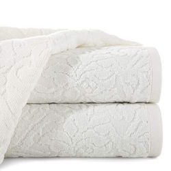 Eurofirany Soft Cotton Hand Towel 70 x 140 cm Moroccan Pattern Border Set of 3 Oeko-Tex, Cream, 70 x 140 cm, 3
