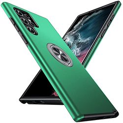 Anqrp Hiddenian Serier Cover per Samsung Galaxy S22 Ultra 5G, [Supporto Incorporato] [Protezione Militare Completa] Custodia Minimalista di Alta Qualità per Samsung S22 Ultra 6,8’’, Verde Scuro