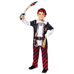 Amscan Piraat Boy Halloween Kostuum, Blauw, Grijs, Wit en Goud, 8-10 Years