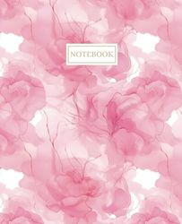 Rose Pink Notebook: Rose Pink Abstract Ink, College Ruled, 7.5" x 9.25", 110 Pages, Aesthetic