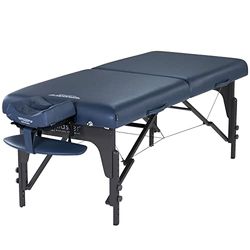 Master Massage Montclair - Lettino da massaggio, pieghevole, 71 cm, per massaggi, per cosmetici, portatile, in legno e blu regno